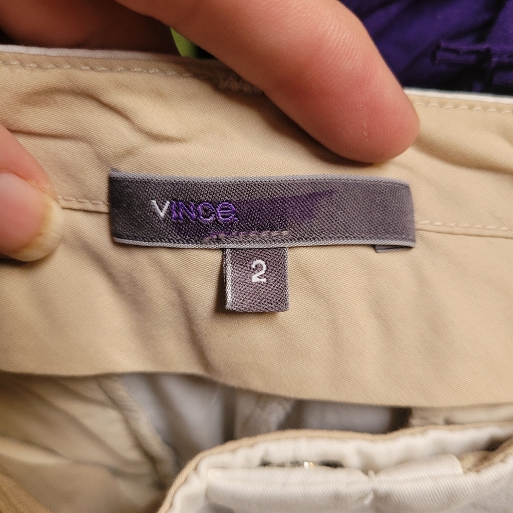 Vince Womens White Cuffed Shorts Pockets Flat Front Cotton Stretch size 2 - Picture 2 of 4
